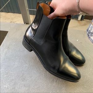 Authentic black leather chelsea boots